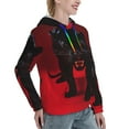 thumbnail image 6 of Daiia Black Panther Red Background Pattern Women's Fashion Hoodies & Sweatshirts with Kangaroo Pocket Hooded Sweatshirt with Eye-catching Drawstrings-Medium, 6 of 7