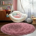 thumbnail image 3 of Socofuz 3'x3' Round Fluffy Rugs for Bedroom Living Room Home,Cute Shaggy Carpet for Kids Girls Princess, Blush Pink, 3 of 7