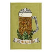 Stupell Industries All You Need Is Beer Floral Pattern Stein Mug Graphic Art Unframed Art Print Wall Art, Design by Valentina Harper