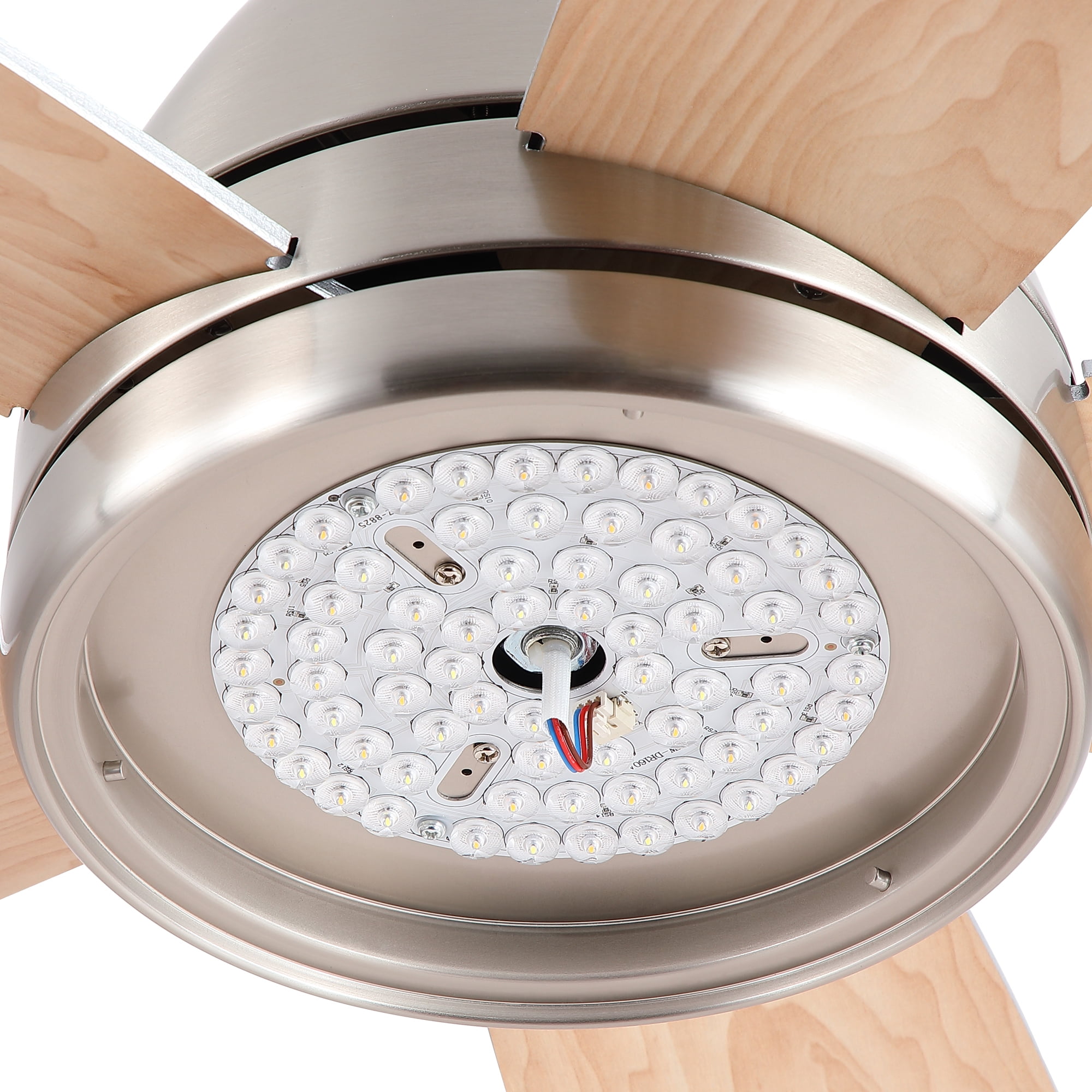 Leumius 52" Brushed Nickel Ceiling Fan with Intergrated LED Light Kit, Remote Control, 5 Plywood Blades and Work with Smart APP for Living Room Bedroom