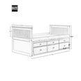 thumbnail image 7 of Twin Size Daybed with Trundle Bed, Captain's Bed Platform Bed Frame with 3 Storage Drawers and Headboard, Storage Sofa Bed for Living Room Bedroom, Space Saving, Walnut, 7 of 7