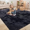 thumbnail image 5 of Buganda Soft Shag Area Rug, Washable Non-Slip Rug for Living Room Bedroom, Modern Decor Carpet, 5'X8', Dark Grey, 5 of 6