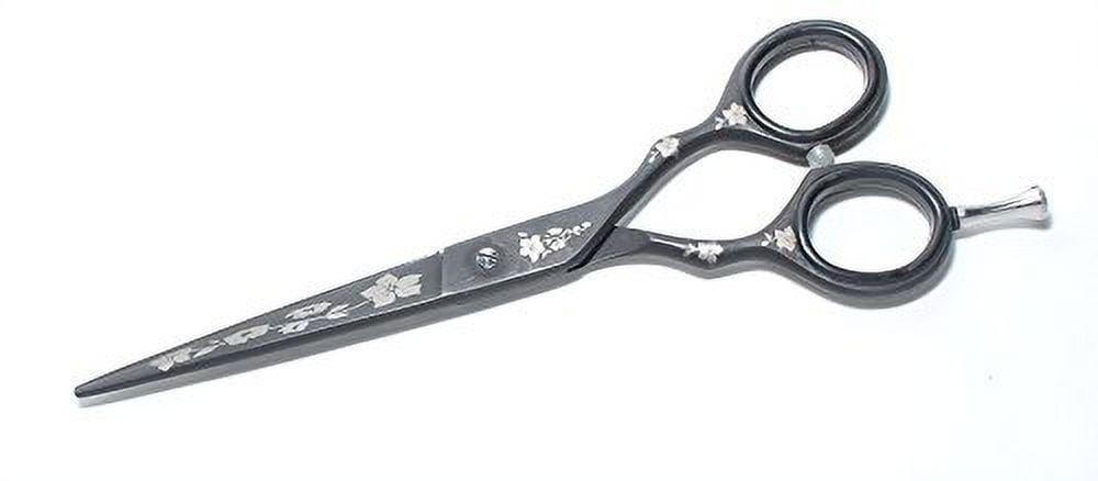 TreSharp Professional Razor Edge 6" Serrated Shears Black with floral Design