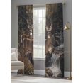 thumbnail image 4 of Forest Deer Semi Sheer Window Curtains 84 Inches Long, Farmhouse Vintage River Elk Rod Pocket Voile Silky Chiffon Curtain Light Filtering Drapes for Living Room, Kitchen, Bedroom, 52"x84", 2 Panels, 4 of 9