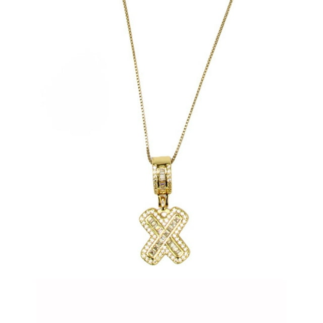 Collar con dije de oro laminado letra brillos X