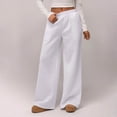 thumbnail image 2 of Women's Wide Leg Sweatpants Thick Thermal Drawstring Pants Side Pockets, Elastic Waist, Solid Color, High Waisted Baggy Pants, Straight Leg Trousers, For Daily Wear, Streetwear, 2 of 9