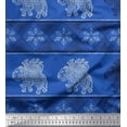 thumbnail image 1 of Soimoi Satin Silk Fabric Floral & Elephant Block Printed Craft Fabric by The Yard 42 Inch Wide, 1 of 1