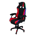 thumbnail image 3 of Silla Gamer Led RGB Ergonomica con Masajeador, descansa pies, reclinable y cabecera Rojo con Negro, 3 of 8