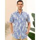 thumbnail image 2 of Camisas de playa de verano para hombres Cierre de botones Camisa casual con patrón estampado de ajuste clásico Azul L Unique Bargains Camisa, 2 of 6
