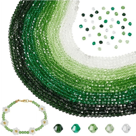 20 Strands Bicone Glass Beads 4mm Rainbow Loose Craft Beads Faceted Crystal Beads Loose Beads Spacer Bulk for DIY Bracelet Necklace Earring Jewelry Craft Making(5 Colors 1840~1920Pcs)