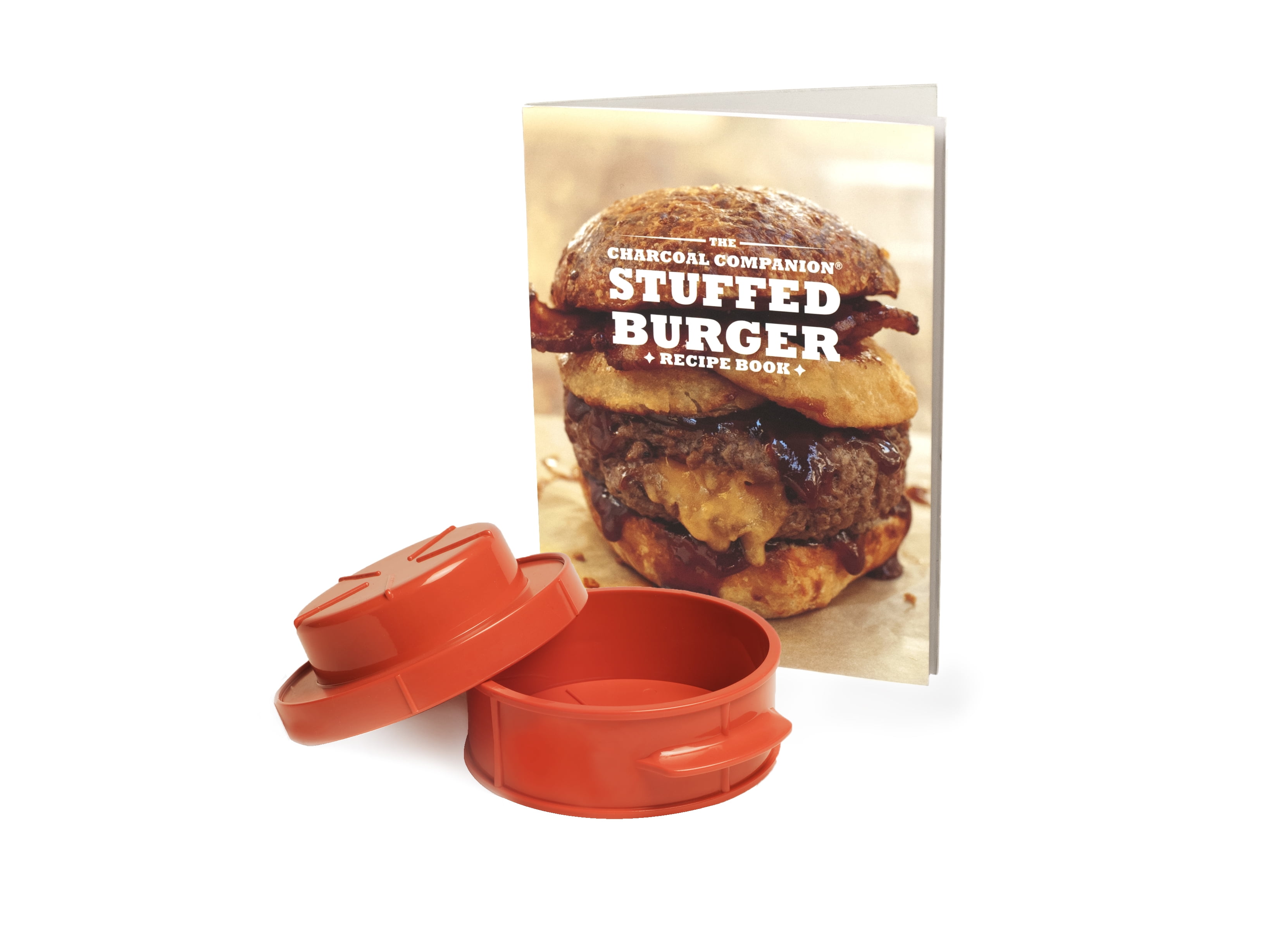 Charcoal Companion Stuffed Burger Recipe Book with Burger Press