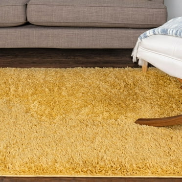 Unique Loom Everyday Shag Collection Area Rug - Solid (6' x 9' Rectangle Yellow)