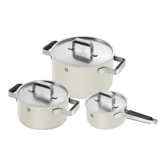 ZWILLING Batterie de Cuisine Pure, 6 Pcs en Acier Inoxydable 18/10, Ivoire-Blanc