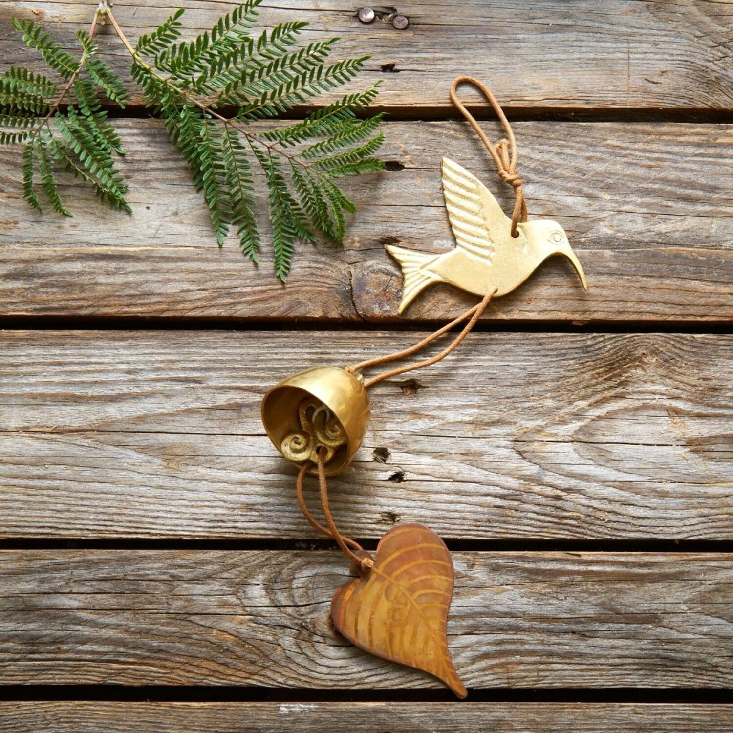 Small Humming Bird Brass Metal Hanging Wind Chime
