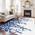 thumbnail image 3 of Area Rug 60×96in, Watercolor Blue Eucalyptus Leaf Floor Carpet Living Room Rug, Summer Farmhouse Leaves Non-Slip Welcome Mat Indoor Rugs for Bedroom Dining Room, 3 of 9