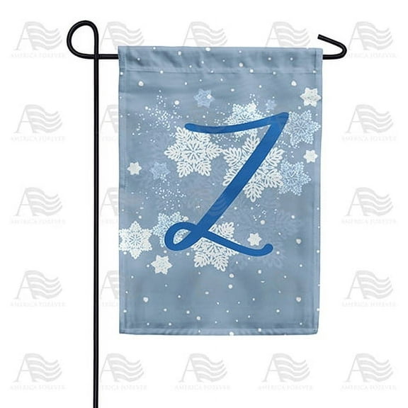 America Forever Winter Monogram Letter Z Garden Flag Vertical Double Sided 12.5 x 18 inches Winter Holiday Decor for Outdoor, Porch for Decoration, Blue Snowflake Yard Flag
