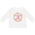 thumbnail image 3 of Inktastic 3rd Birthday Flower Wreath 3 Year Old Girl Girls Long Sleeve Toddler T-Shirt, 3 of 5