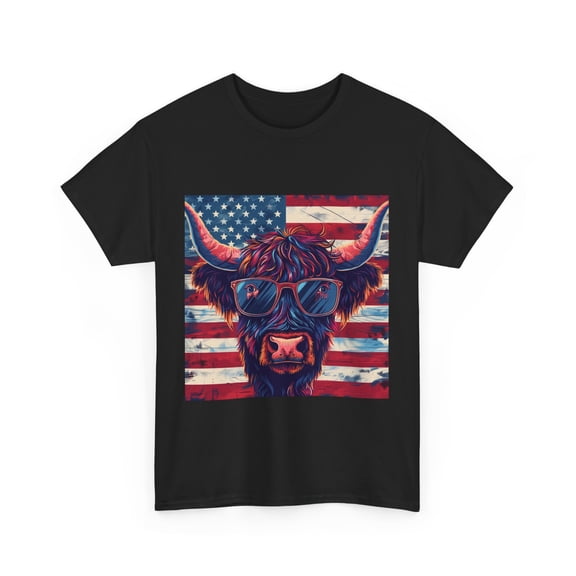 American Patriotic Highland Cow Independence Day 4th July Shirt ID0509-LOG8