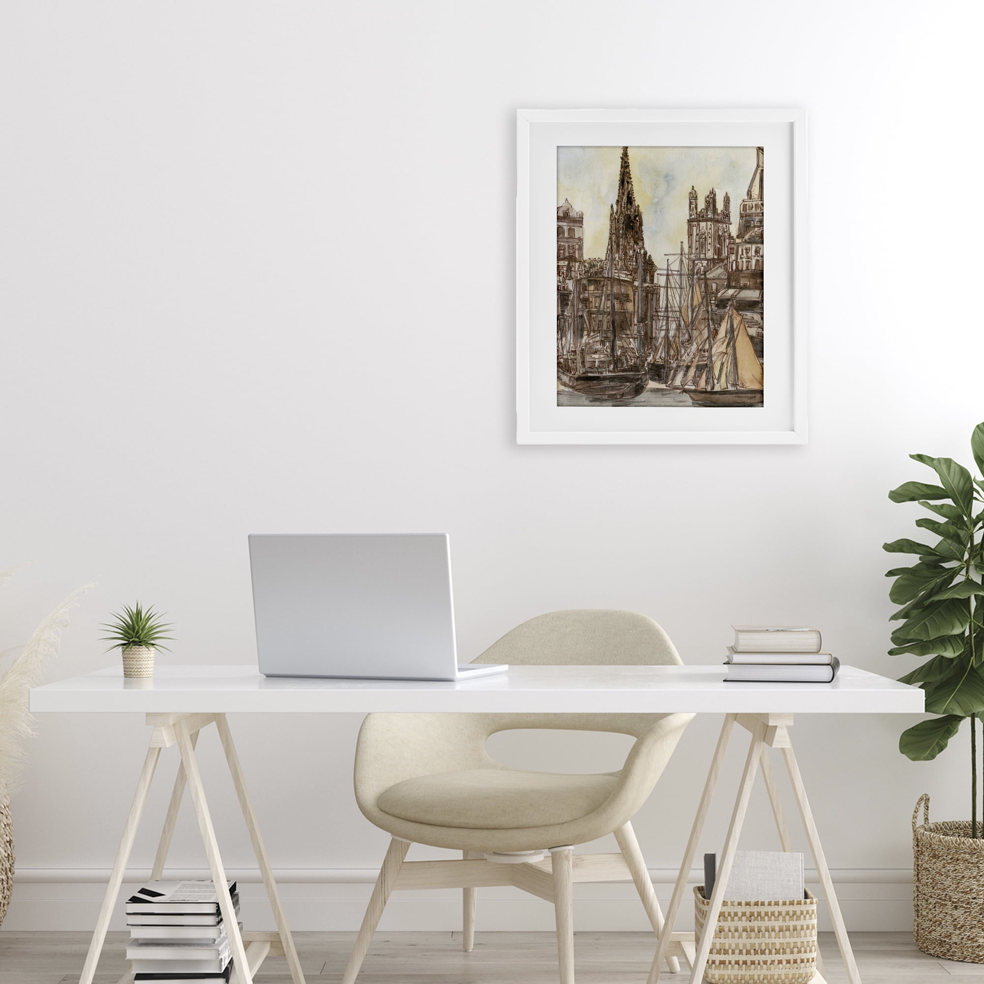 Stupell Industries Salted Remnants Harbor White Framed Print Under Glass, design by Melissa Wang