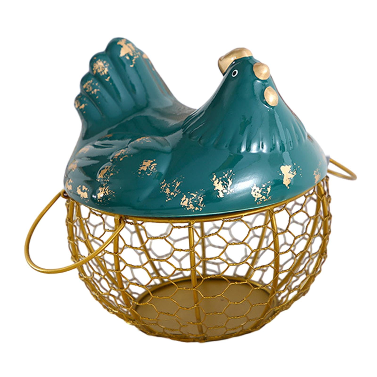 Egg Storage Basket Egg Organizer Cute Countertop Fresh Egg Holder Pantry Rustic Egg Collecting Basket Metal Chicken Egg Holder Egg Container Gold