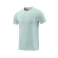 thumbnail image 2 of HOMADLES Mens Short Sleeve Shirt Crewneck Ice Silk Casual Solid Pullover Short Sleeve Green S, 2 of 3
