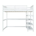 thumbnail image 6 of Full Size Loft Bed, Wood Loft Bed with Desk, Bed Frame with 4 Storage Shelves and Full-Length Guardrail, Loft Bed for Boys and Girls Bedroom, White, 6 of 7