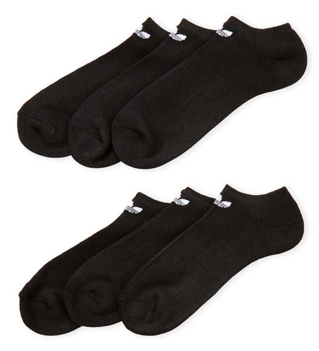 adidas Mens No Show Athletic Socks 6 Pack Black White Originals 6-12 ...