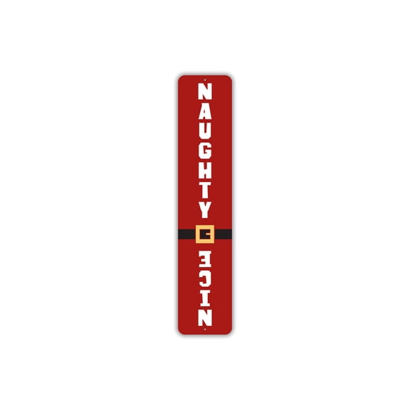 Naughty or Nice Santa Christmas Aluminum Metal Decor Sign - 4x18 inches