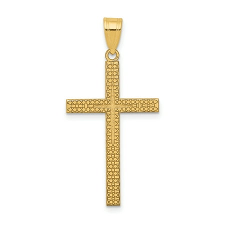 Designed 14k Gold Butterfly Charm - 14k Yellow Gold Latin Cross Religious Pendant Charm Necklace