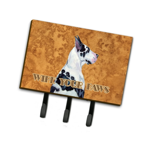 Carolines Treasures LH9447TH68 Harlequin Great Dane Wipe your Paws Leash or Key Holder Triple Hook multicolor