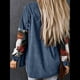 thumbnail image 5 of Camisa de Franela de para Mujer, Larga, Botones, Chaqueta Holgada con Bolsillos Azul S, 5 of 7