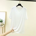 thumbnail image 2 of YHAJDS Women's Casual Tops Solid Color Round Neck Pullover Modal Home V Neck Short Sleeve Tee, 2 of 6