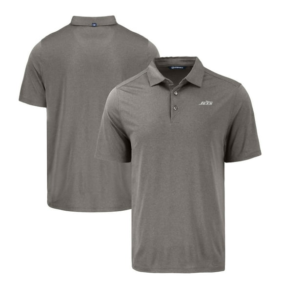 Men's Cutter & Buck Gray New York Jets Monochromatic Logo Coastline Epic Comfort Eco Recycled Polo