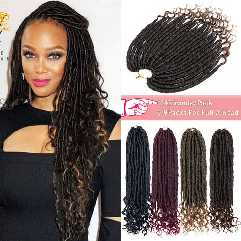 6 Packs Goddess Faux Locs Crochet Hair, Goddess Locs Crochet Hair for Black  Women, Culy Boho Style Braids (22 Inch, T1B/30)