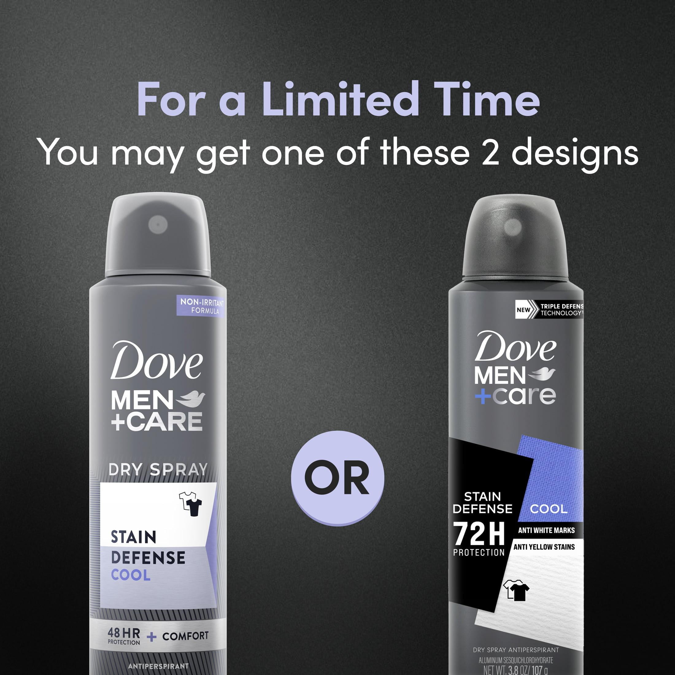 Dove Men+Care Long Lasting Stain Defense Men's Antiperspirant Deodorant Dry Spray, Cool, 3.8 oz