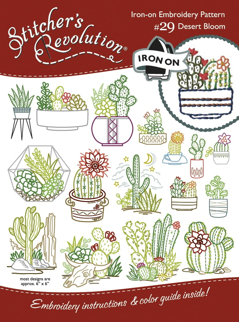 (3 pack) Stitcher's Revolution Desert Bloom Iron-on Transfer Pattern for Embroidery