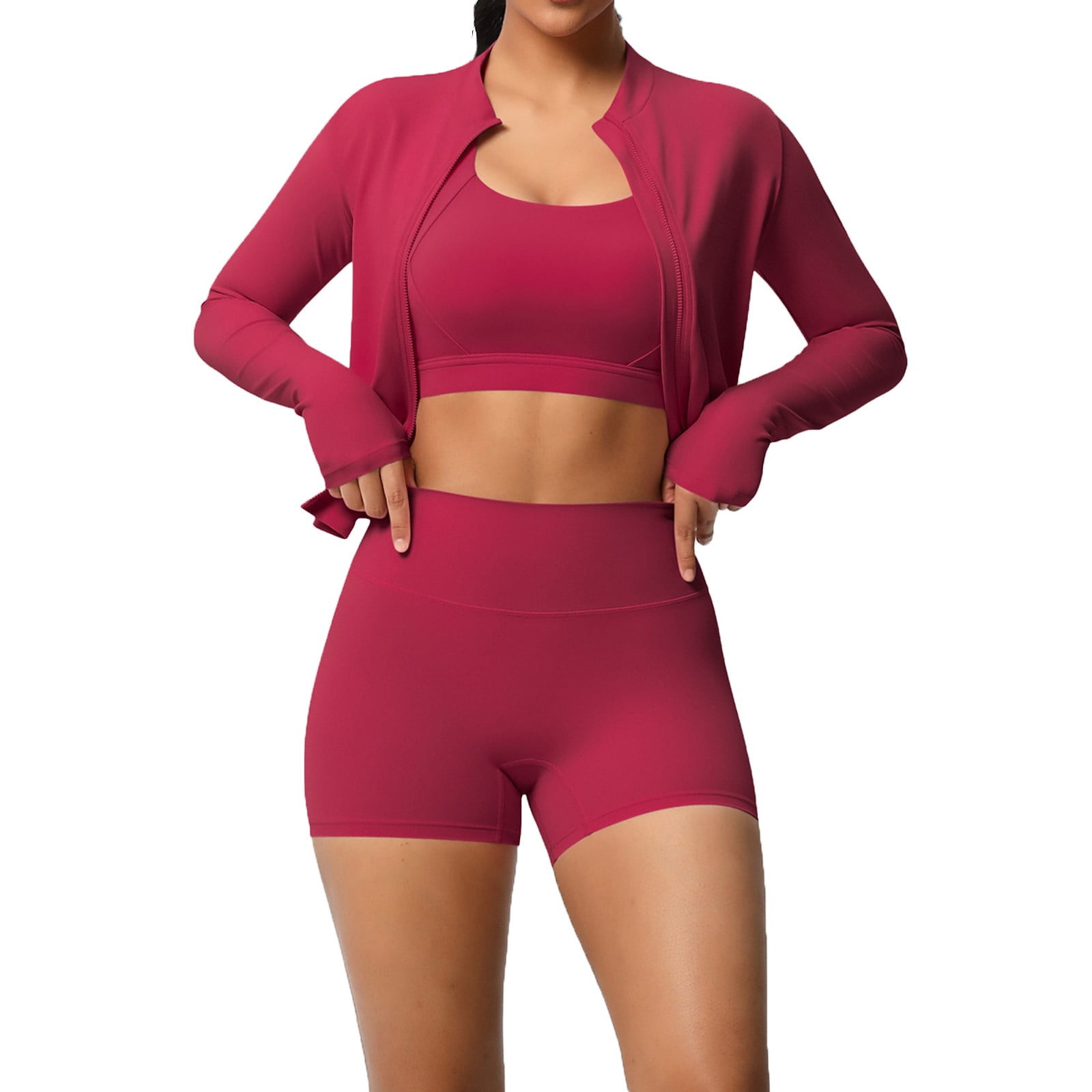 DHFJKG 3 Piece Workout Sets For Women Yoga Sports Bra High Waisted 