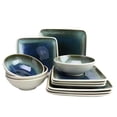 thumbnail image 1 of Gibson Elite Namastay 12 Piece Square Stoneware Dinnerware Set, Blue, 1 of 4