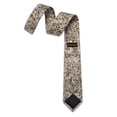 thumbnail image 2 of Cotton Floral Tie for Men 2.5" Printed Skinny Beige Necktie Pocket Square Tie Clip Set Flower Wedding Party Groom Brown, 2 of 6