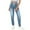 Light Blue, variant on Women Jogger Jeans Elastic Waist Drawstring Denim Pants Relaxed Fit Cuffed Hem Stretch Waistband Casual Trousers Dark Blue L