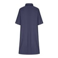 thumbnail image 5 of Nmnitkp Dresses for Women Linen Blend Shirt Collar Shift Dress, Short Sleeve Half Button Loose Fit Casual Summer Dress for Beach Womens Dresses Dark Blue,2XL, 5 of 6