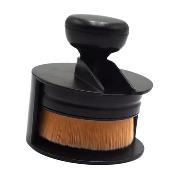 Brocha para base y polvo líquido, brocha para colorete facial con soporte de Base, cerdas de nailon redondas y portátiles, brocha de maquillaje facial Marrón