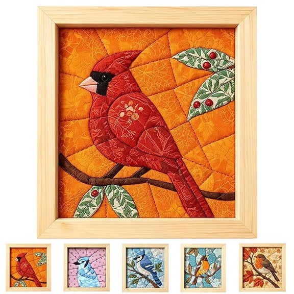 DIY No-Sew Kinusaiga Fabric Art Kit with Frame and Tools for Adults, Creative Home Craft, Easy Wall Decor