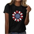 thumbnail image 2 of Usmixi Shirts for Women Independence Day Plus Size Loose Patriotic Tee Tops Summer Casual Crewneck Short Sleeve Sunflower Flag Print Ladies Blouses Black XXL, 2 of 4