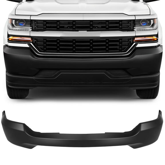 cciyu Black Steel Front Bumper Face Bar fit for Chevrolet Silverado 1500 2016-2018, for Chevrolet Silverado 1500 LD 2019, Comes without Parking Sensor Holes&Without Fog Light Holes
