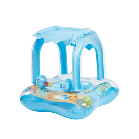 Baby Pool Float with Canopy  Inflatable Baby Swim Float with Sunshade Safety Seat  Baby Swimming Float for Infant