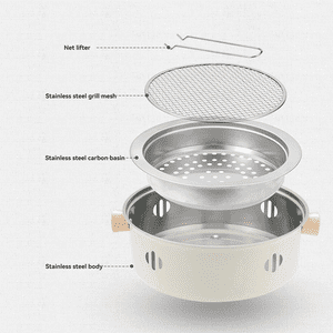 Outdoor Camping Barbecue Grill BBQ Stove Multifunction Home Charcoal BBQ Grill with Grill Round Non-Stick Barbecue Stove