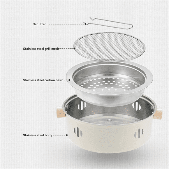 Outdoor Camping Barbecue Grill BBQ Stove Multifunction Home Charcoal BBQ Grill with Grill Round Non-Stick Barbecue Stove