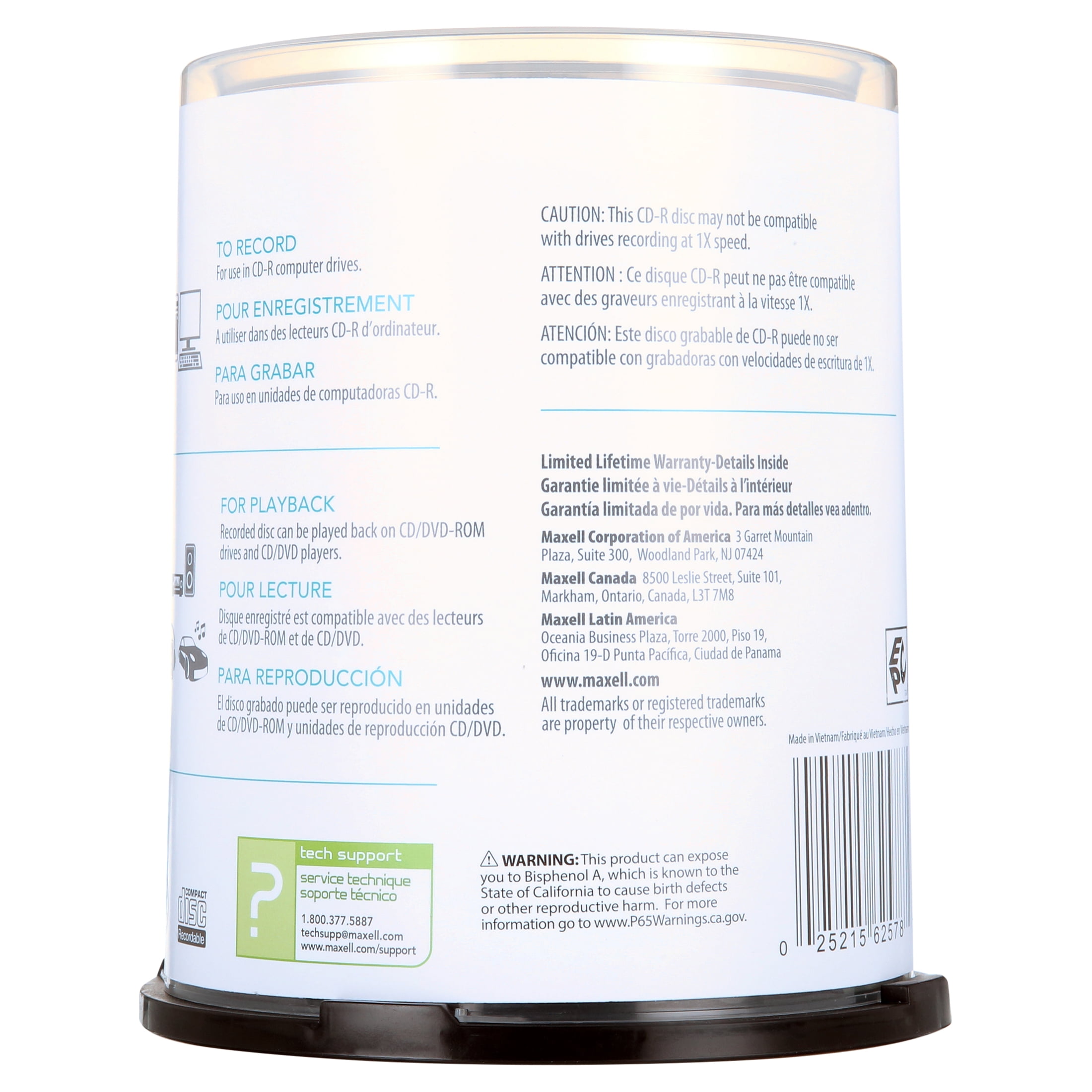 Maxell's CD-R 100PK Spindle 48x 700MB Recordable Blank Media
