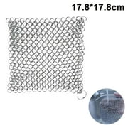 Hulless Chainmail Scrubber Stainless Steel Cast Iron Cleaner, Durable Anti-Rust Scrubber for Pots, Skillets, Griddle Pans, BBQ Gr